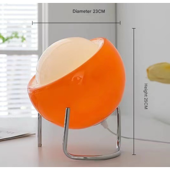 25cm Orange Creamy-Style Table Lamp with 3-Color Dimming - USB