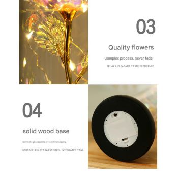 Enchanted Rose & Teddy Bear in Glass Dome with LED Lights - I Love You" Gift(blue)"