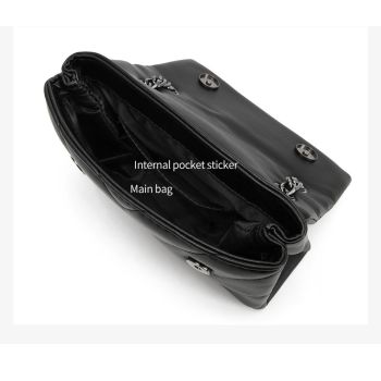 Elegant Quilted Leather Chain Bag with Bird Head Clasp(Black)