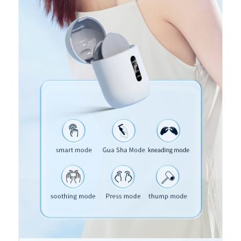 Smart Cervical Spine EMS Massager Sticker with Remote Control & Charging Case - 6 Modes, 16 Strengths(white)