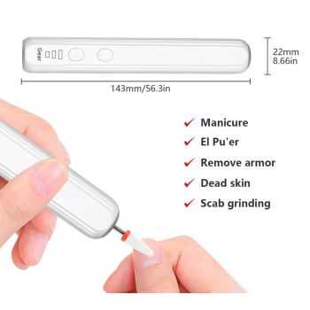 Portable Electric Nail Drill Pen Kit - USB-C Rechargeable, 3-Speed, High Torque, Low Heat(Pink)