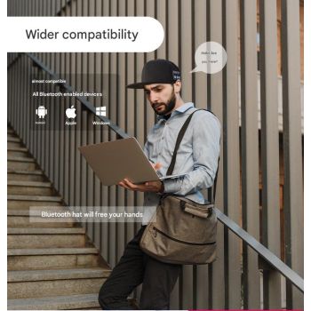 Wireless Bluetooth 5.0 Music Hat - Outdoor Speaker Cap with Mic, Sun Protection & Breathable Fabric(Navy blue)