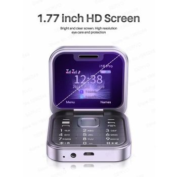 i16 Pro Mini Flip Phone - Dual SIM, AI Lens Digital Camera, Compact & Stylish Design(Gold)