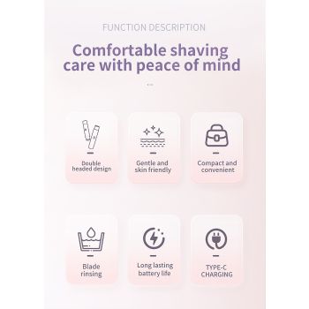 2-in-1 Electric Lady Shaver & Trimmer - Gentle Full Body Hair Removal, Portable & USB Rechargeable(Gradient Purple)