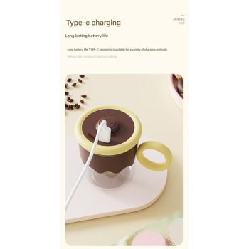 Automatic Self-Stirring Coffee Mug - 400ml, 5000RPM, USB-C Rechargeable with Trident Stirring Rod(coffee color)