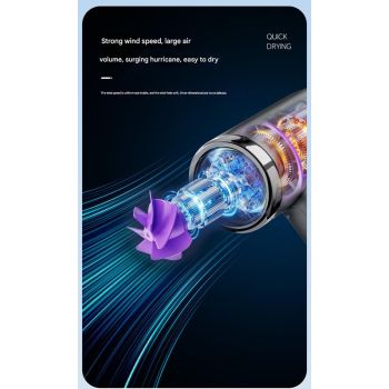 Cordless Rechargeable Hair Dryer - 120,000 RPM High-Speed Motor, 15600mAh Battery, Hot & Cold Air(grey)