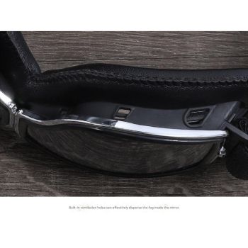 Retro Motorcycle Goggles - Windproof, UV400 Protection, Anti-Impact PC Lenses with Leather Frame(Black leather colored lens)