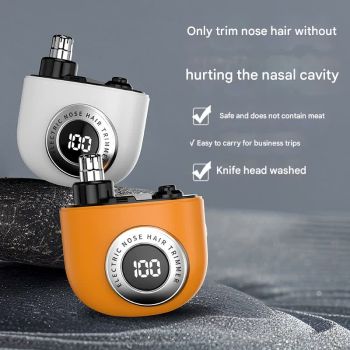 Mini Electric Nose Hair Trimmer - USB-C Rechargeable, LED Display, Washable Head, Painless Grooming(orange)