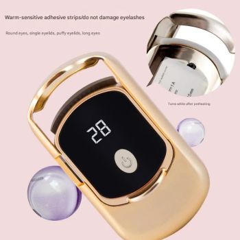2pc Rechargeable Electric Heated Eyelash Curler - 55C Constant Temperature, LED Display, Gentle Curling(White)