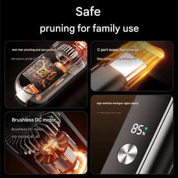 Electric Nose & Ear Hair Trimmer - USB-C Rechargeable, LED Display, Washable 360deg Head, Low Noise(blue)