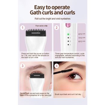 Rechargeable Heated Eyelash Curler - 3 Temperature Settings, 30s Rapid Heating & Anti-Scald Design(Green)