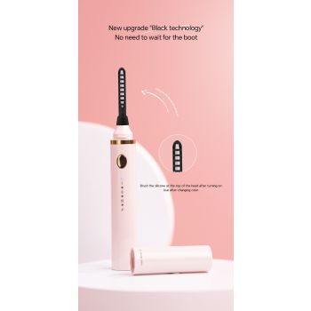 Rechargeable Heated Eyelash Curler Wand - 3 Temperature Gears, Type-C Charging, All-Day Curl(White)