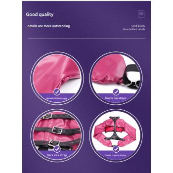 PU Leather Straitjacket Style Arm Binder & Posture Corrector with Adjustable Straps(Dark pink)