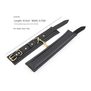 Premium PU Leather Adjustable Padded Collar, Handcuffs & Ankle Cuffs Set with Leash/Connectors(Red)