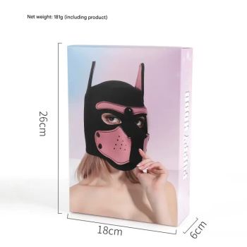 Playful Puppy Hood Mask - Soft Neoprene Full Head Cosplay & SM Accessory(Blue)