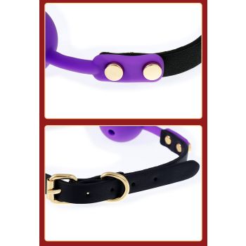 Silicone Rose Ball Gag with Adjustable PU Leather Strap - Playful Adult Novelty(black)