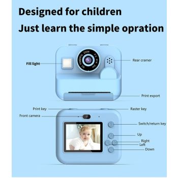 Instant Print Camera - 48MP Dual Lens, 2.4" IPS Screen, Thermal Printing(blue)