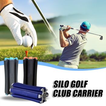 Portable Golf Club Carrier "SILO" - Holds 3 Clubs, Lightweight & Easy to (Black Orange)