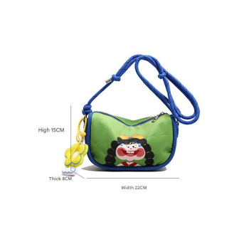 Whimsical Cartoon Girl Crossbody Bag - Lightweight Canvas with Adjustable Rope Strap & Flower Charm(Pink)