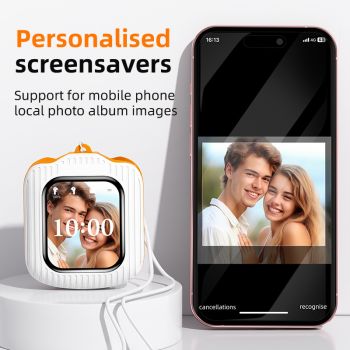 Smart Touch Wireless Headset with MP3 Player & Display - Caller ID, App Control, ENC Noise Reduction(White orange)