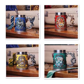 Collectible Fantasy House Crest Tankard Mug - 600ml Stainless Steel Lined Resin Beer Stein(yellow)