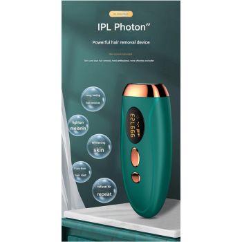 Advanced IPL Home Hair Removal System - 990K Flashes, 5 Levels, Auto/Manual Mode for Silky Skin(Dark green)
