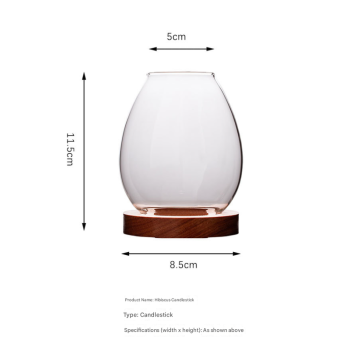 Windproof Glass Candle Cover with Wood Base - For Tealights, Zen Home Accent (Transparent candle holder)