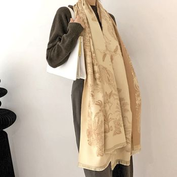 Camel yellow Luxury Soft Printed Pashmina Style Wrap - Large Scarf for Women (185x65cm)