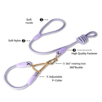 Blue Durable Nylon P-Collar Dog Training Set - Heavy Duty Leash & Martingale Collar (Size : L)