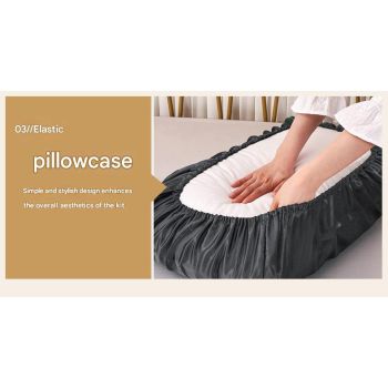 Beige Silky Satin Pillowcase Pair - Smooth for Hair & Skin, Elastic Fitted (46x90+16cm)