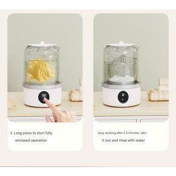 White Travel-Friendly Mini Washing Machine - USB Powered, Automatic, for Small Loads