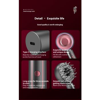 Grey Advanced Scalp Therapy Comb: Red/Blue Light, EMS & Serum Applicator