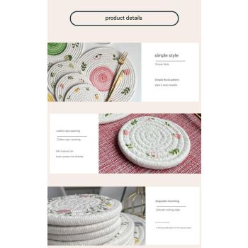 (Lemon) Cotton Rope Woven Placemats - Set of 5, 11cm Diameter Heat Resistant Kitchen Decor