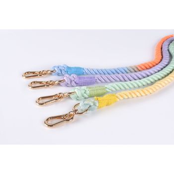 Premium Leather Pet Collar and Leash - Soft, Strong Braided Rope (Pink Purple - Size M)