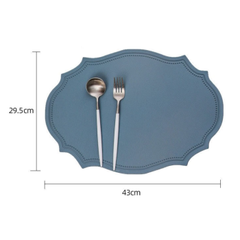 4 pcs Retro Faux Leather Placemat - Waterproof & Oil-Proof Dining Table Mat (Light grey)