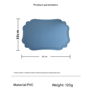 4 pcs Retro Faux Leather Placemat - Waterproof & Oil-Proof Dining Table Mat (Light blue)
