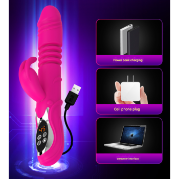 (Purple)Ultimate G-Spot & Clitoral Rabbit Vibrator - Telescopic, Heated, Rotating