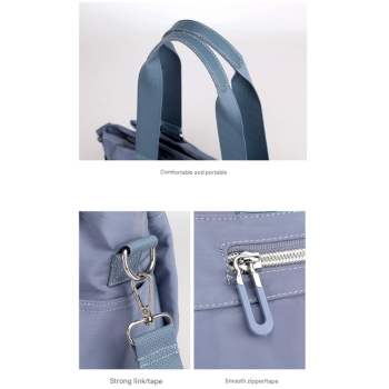 Light Purple Versatile Water-Repellent Nylon Tote Bag - Lightweight Multi-Pocket Shoulder & Crossbody Handbag