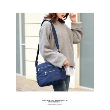 Blue Versatile Womens Nylon Water-Repellent Crossbody Shoulder Bag Set with Matching Clutch Pouch - Lightweight & Multi-Pocket
