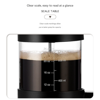 Black Classic 1000ml French Press Coffee & Tea Maker - Heat Resistant Borosilicate Glass, Stainless Steel Filter