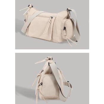 Pink Chic Lightweight Multi-Pocket Oxford Crossbody Bag - Waterproof Retro Shoulder Bag for Women