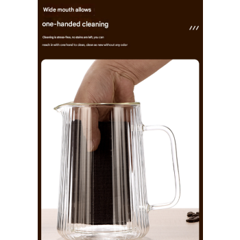 Transparent Elegant Ribbed Double Wall Glass French Press - 1000ml Heat Resistant Coffee and Tea Maker with Stainless Steel Filter