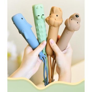 Green Adorable Crocodile Silicone LED Flashlight for Kids - USB Rechargeable, Dimmable Brightness, Portable Night Light