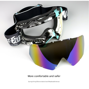 Cyan Frame and Colorful Sheet Versatile Sports Goggles - Windproof UV Protection for Skiing, Motorcycle, Cycling & Outdoor Adventures