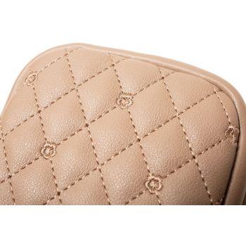 Beige Chic Quilted Crossbody Phone Bag - PU Leather Mini Purse with Floral Stitching & Adjustable Strap