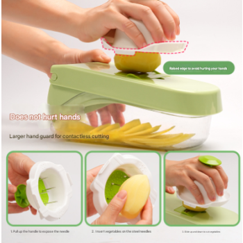 Green Versatile 14-in-1 Vegetable Chopper & Slicer Set - Multi-functional Kitchen Mandoline Dicer & Grater