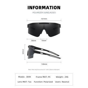 Blue Lenses With Black Temples Ultra-Light Polarized Sports Sunglasses - Wraparound Shield Design for Cycling & Outdoor Performance