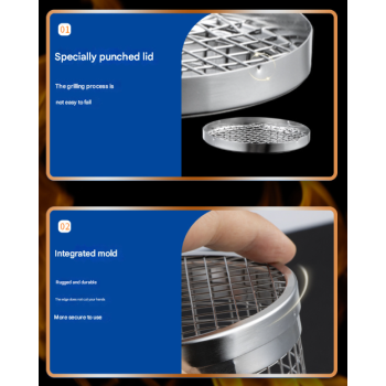 2 Pcs Size L Silver Rolling Stainless Steel BBQ Grill Basket - Cylindrical Grilling Cage for Veggies, Meats & More (304 Food-Grade)