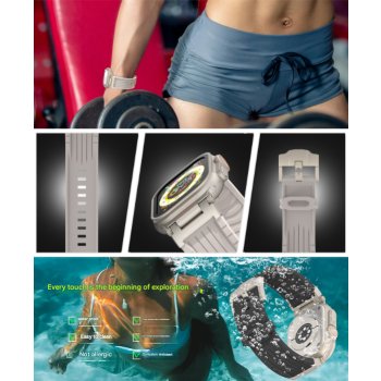 Olive Green Rugged Tactical Silicone Strap for Apple Watch Ultra & Series - Heavy-Duty Metal Clasp