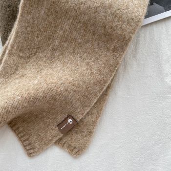 Beige Luxuriously Soft Wool Blend Knit Scarf - Cozy Warm Solid Colour Unisex Winter Essential